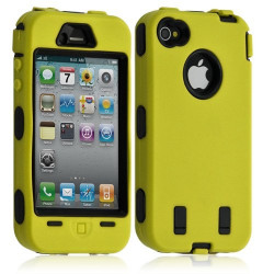 Housse étui coque pour Apple Iphone 4/4S couleur jaune + Film de protection