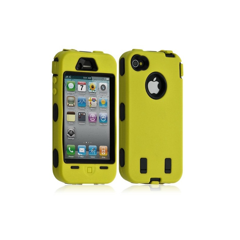 Housse étui coque pour Apple Iphone 4/4S couleur jaune + Film de protection