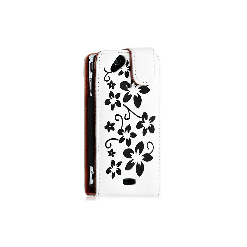 Housse coque étui pour Sony Ericsson Xperia x12 Arc / Arc S motif fleurs couleur blanc