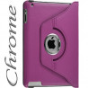 Housse coque étui pour Apple Ipad 2 de luxe avec sytème de rotation à 360 degrès style Chrome couleur violet