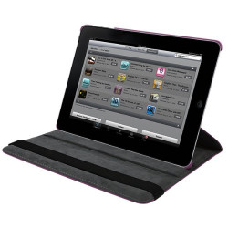 Housse coque étui pour Apple Ipad 2 de luxe avec sytème de rotation à 360 degrès style Chrome couleur violet