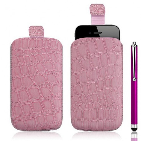 Housse coque étui pochette style croco pour Apple Iphone 4/4S + Stylet