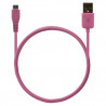 Chargeur voiture allume cigare USB + Cable data couleur rose pour Nokia : E7-00 / E72 / Lumia 710 / Lumia 800 / N85 / N86 8MP / 