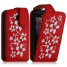 Housse coque étui pour Samsung Chat 335 S3350 motif fleur couleur rouge