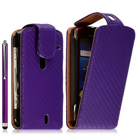 Housse coque étui pour Sony Ericsson Xperia Kyno motif gaufré couleur violet + stylet luxe + film protecteur