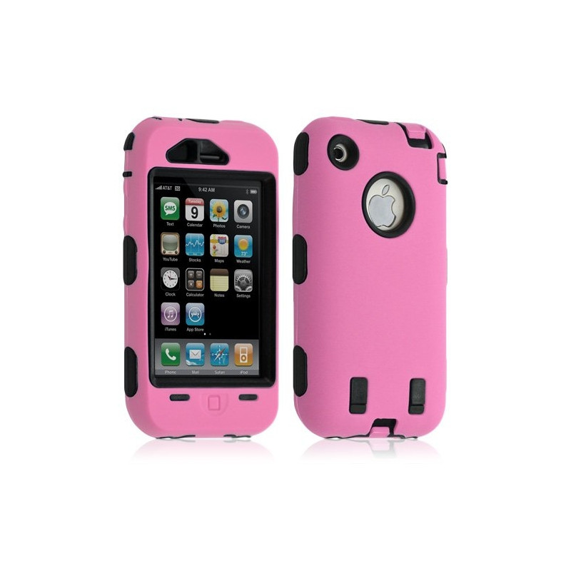 Housse étui coque pour Apple Iphone 3G / 3GS couleur rose + Film de protection