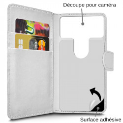 Coque Housse Etui avec Rabat Latéral Fonction Support pour Wiko Cink Slim couleur Blanc