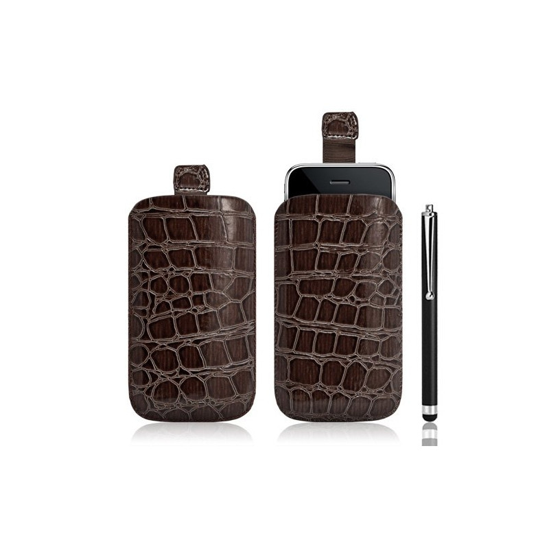 Housse coque étui pochette style croco pour Apple Iphone 3G/3GS + Stylet