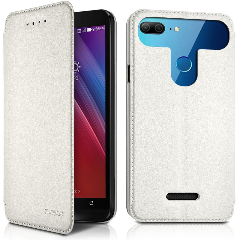 Coque Housse Etui avec Rabat Latéral Fonction Support pour Wiko Cink Slim couleur Blanc