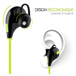 Écouteurs Bluetooth Vert Sport pour Samsung Galaxy Note 8 / Note 9