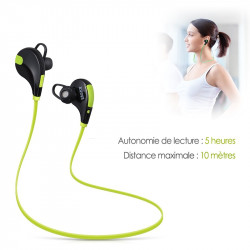 Écouteurs Bluetooth Vert Sport pour Samsung Galaxy A70 / A50 / A40