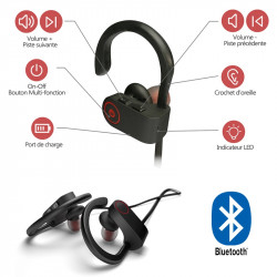 Écouteurs Bluetooth Tour d'Oreille Noir pour Crosscall ACTION-X3