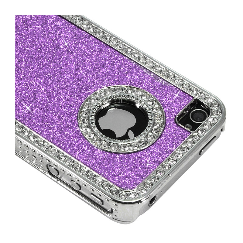 Housse Etui Coque Rigide pour Apple iPhone 4/4S Style Paillette aux Diamants Couleur violet