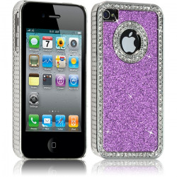 Housse Etui Coque Rigide pour Apple iPhone 4/4S Style Paillette aux Diamants Couleur violet