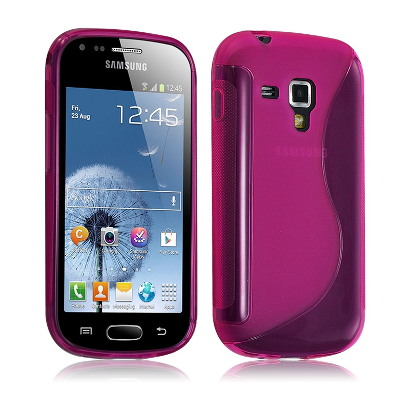 Housse étui coque gel vague pour Samsung Galaxy Trend couleur rose fushia
