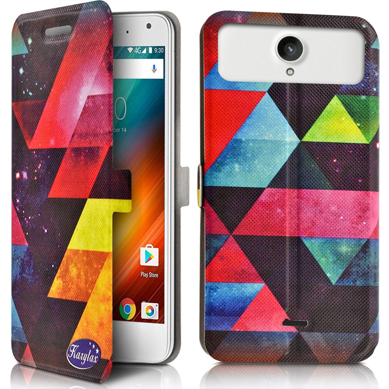 Etui Coque à Rabat et Porte Carte motif SC04 pour Wiko Rainbow 4G + Film de Protection