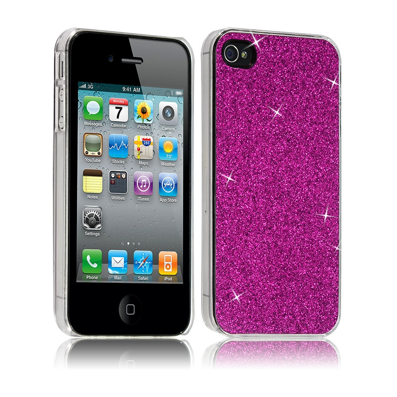 Housse Etui Coque Rigide pour Apple iPhone 4/4S Style Paillette Couleur Rose Fushia