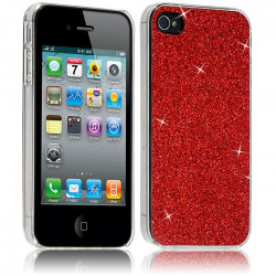 Housse Etui Coque Rigide pour Apple iPhone 4/4S Style Paillette Couleur Rouge