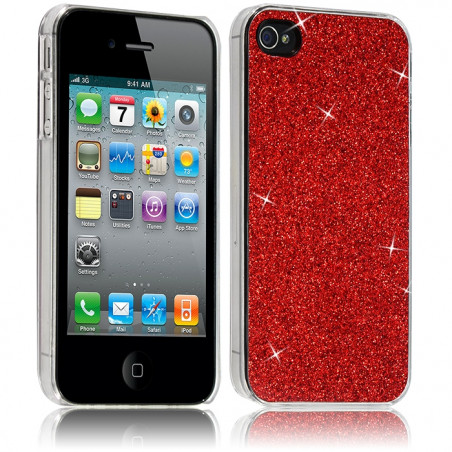 Housse Etui Coque Rigide pour Apple iPhone 4/4S Style Paillette Couleur Rouge