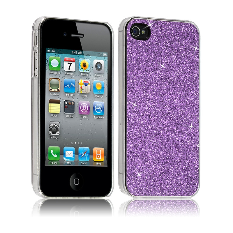 Housse Etui Coque Rigide pour Apple iPhone 4/4S Style Paillette Couleur Violet