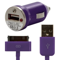Housse Etui Coque Paillette violet pour Apple iPhone 3G/3GS + chargeur auto + film