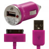 Housse Etui Coque Paillette rose pour Apple iPhone 3G/3GS + chargeur auto + film