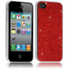 Housse Etui Coque Paillette rouge pour Apple iPhone 4/4S + chargeur auto + film