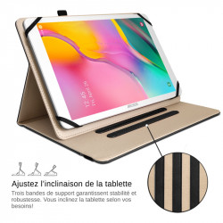 Etui Universel Attaches Support Couleur Noir pour Tablette 10.1"