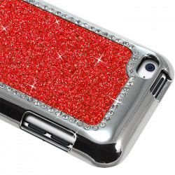 Housse Etui Coque Paillette et Diamants rouge pour Apple iPod Touch 4G + chargeur auto + film