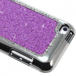 Housse Etui Coque Paillette et Diamants violet pour Apple iPod Touch 4G + chargeur auto + film