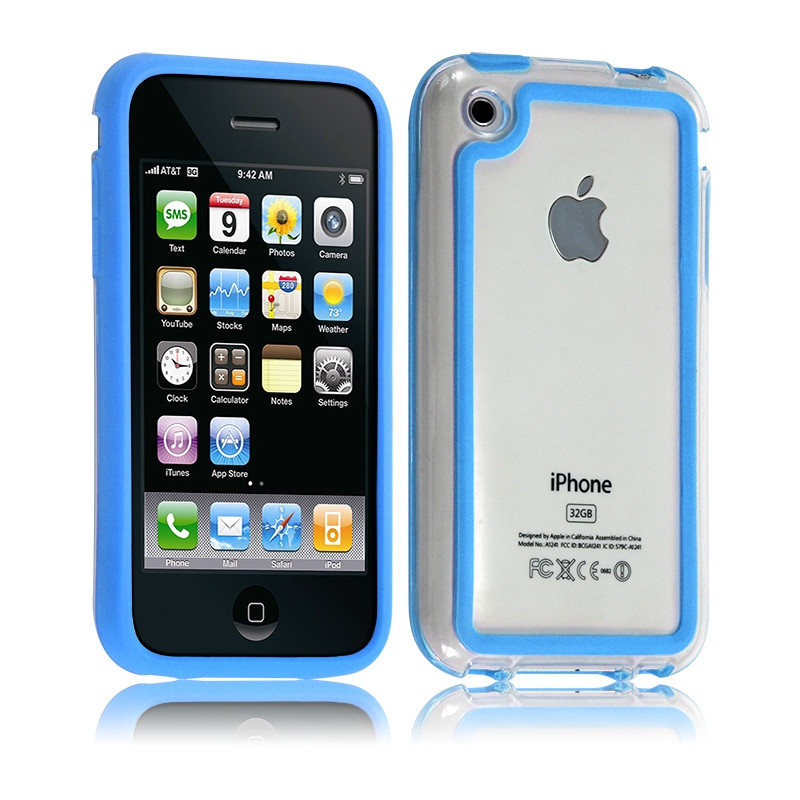 Housse Etui Coque Bumper pour Apple iPhone 3G/3GS couleur bleu clair