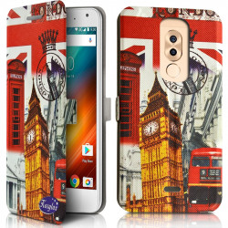 Etui Coque à Rabat et Porte Carte motif SC04 pour Wiko Rainbow 4G + Film de Protection