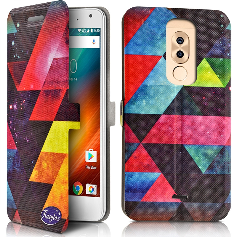 Etui Coque à Rabat et Porte Carte motif SC04 pour Wiko Rainbow 4G + Film de Protection