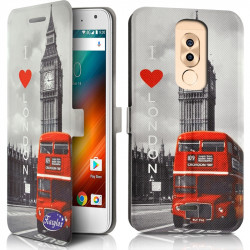 Etui Coque à Rabat et Porte Carte motif SC04 pour Wiko Rainbow 4G + Film de Protection