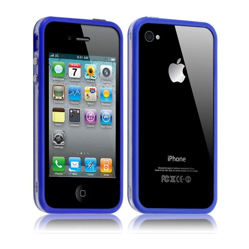 Housse Etui Coque Bumper pour Apple iPhone 4/4S couleur bleu