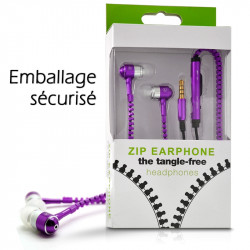 Ecouteurs Filaire Kit Mains Libres Style Zip couleur Pour Smartphone, Tablette