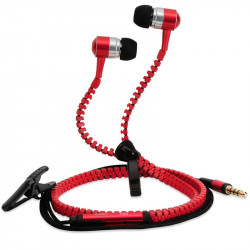 Ecouteurs Filaire Kit Mains Libres Style Zip rouge pour Wiko Y60