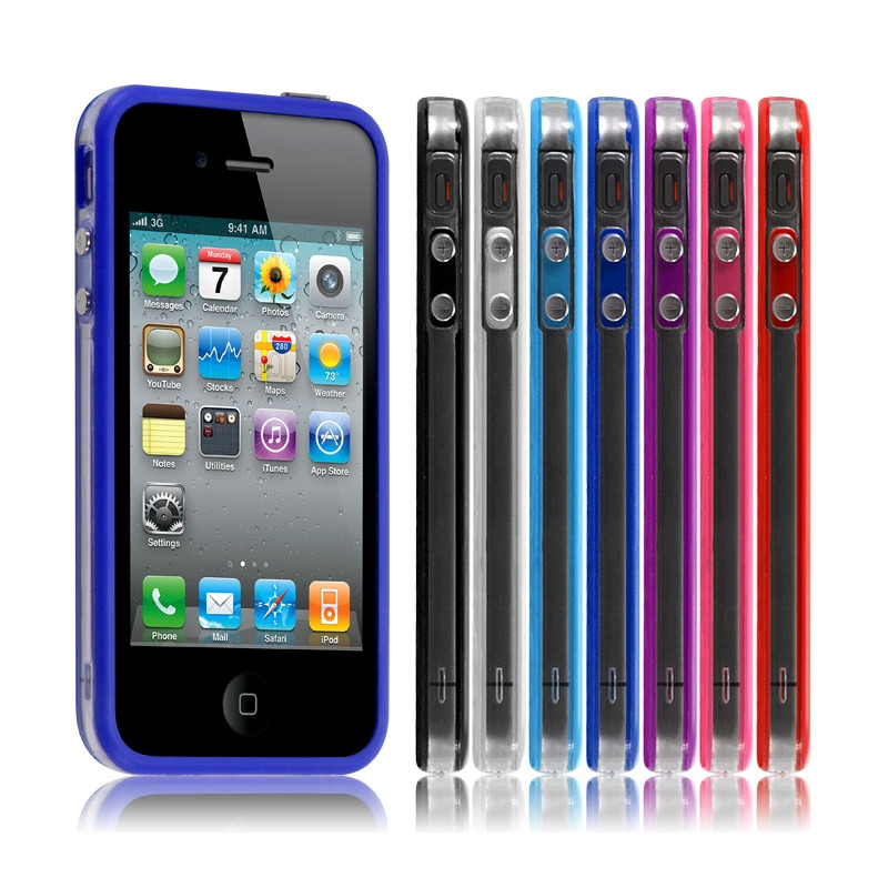 Housse Coque Etui bleu Bumper pour Apple iPhone 4/4S 