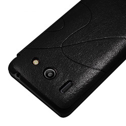 Coque Housse Etui à rabat latéral et porte-carte couleur Noir pour Huawei Ascend G510 + Film de Protection