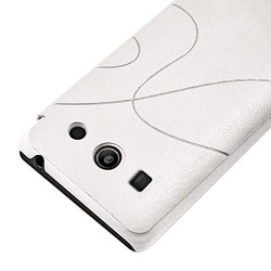 Etui à rabat latéral et porte-carte Blanc pour Huawei Ascend G525 + Film de Protection