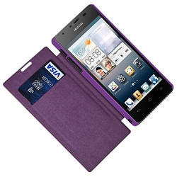 Coque Housse Etui à rabat latéral et porte-carte couleur Violet pour Huawei Ascend G525 + Film de Protection