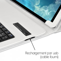 Étui Blanc Universel L Clavier Azerty Bluetooth pour Samsung Galaxy Tab S6 SM-T860