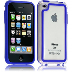 Housse Etui Coque Bumper bleu pour Apple iPhone 3G/3GS + chargeur auto 