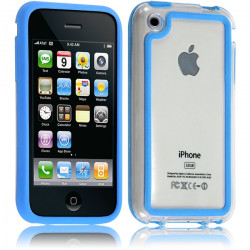Housse Etui Coque Bumper bleu clair pour Apple iPhone 3G/3GS + chargeur auto 