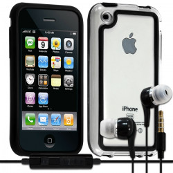 Housse Etui Coque Bumper noir pour Apple iPhone 3G/3GS + kit piéton