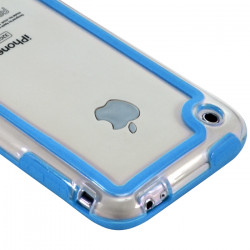 Housse Etui Coque Bumper bleu clair pour Apple iPhone 3G/3GS + kit piéton
