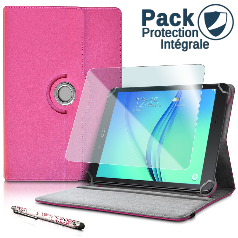 Pack Étui de Protection Rose + Verre Flexible + Stylet pour Danew Dslide 113 10,1