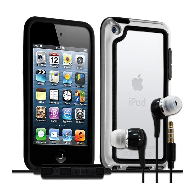 Housse Etui Coque Bumper noir pour Apple iPod Touch 4G  + kit piéton