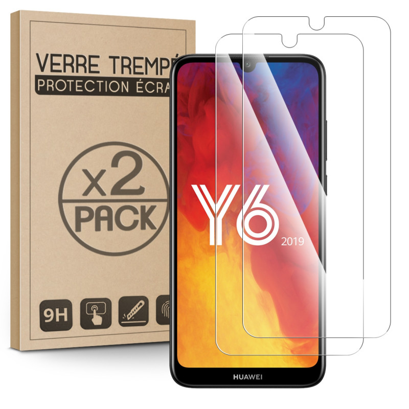 Verre Trempé Protection d'écran pour Smartphone Huawei Y6 Prime [Pack x2]