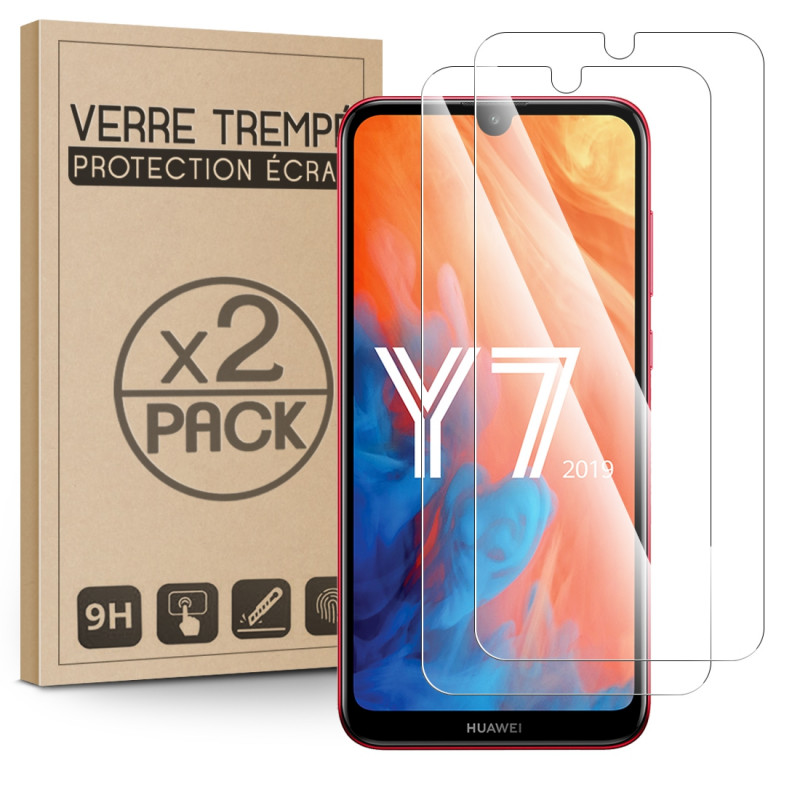 Verre Trempé Protection d'écran pour Smartphone Huawei Y7 Prime 2019 [Pack x2]